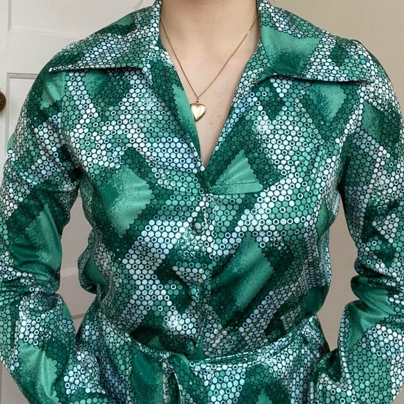 70s geometric print polyester set - Picture 3 of 4